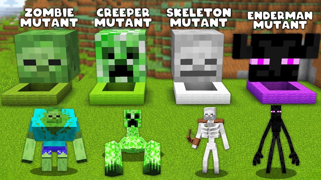 Minecraft Zombie Enderman Creeper Skeleton Mutants Secret Tunnels - How ...