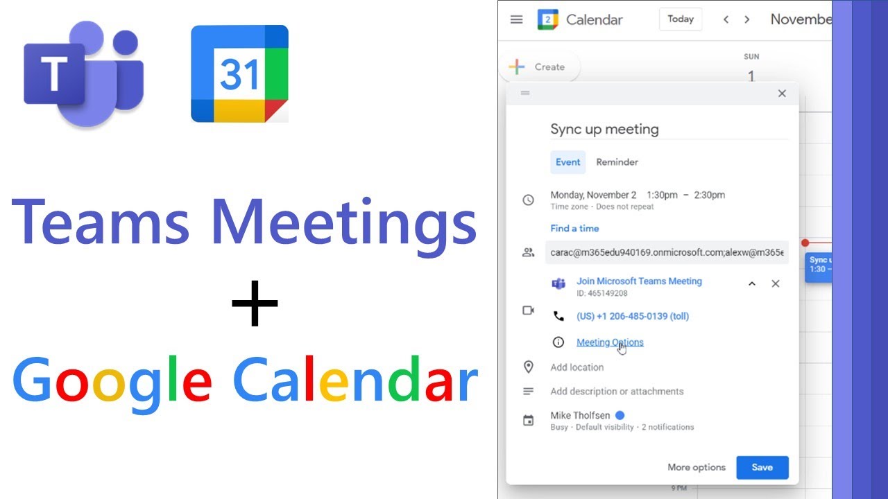 Microsoft Teams and Google Calendar addin // Add a Teams meeting to