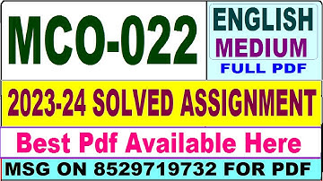 MCO 022 solved assignment 2024 / mco 22 solved assignment 2023-24 in English / ignou 4th mco 22 2024