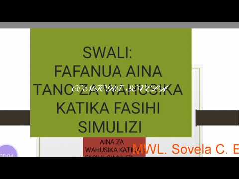 FASIHI SIMULIZI NA WAHUSIKA WAKE