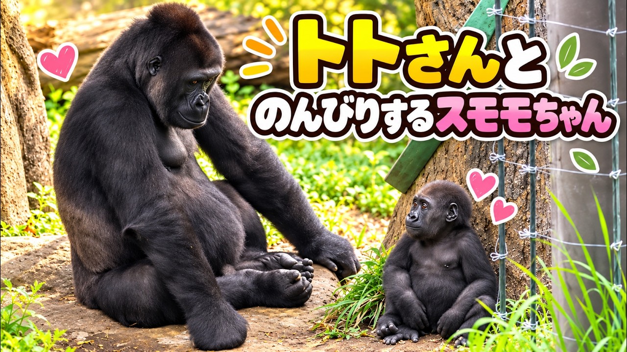 Gorilla トトさんとのんびりするスモモちゃん【2023年‎6月】【上野