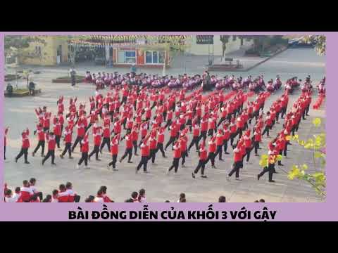 Lớp 3C tham gia đồng diễn bài thể dục với gậy