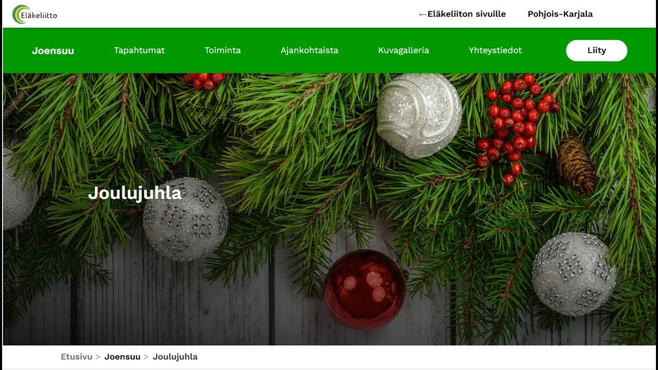 Eläkeliiton Joensuun Yhdistys, Joulujuhla.