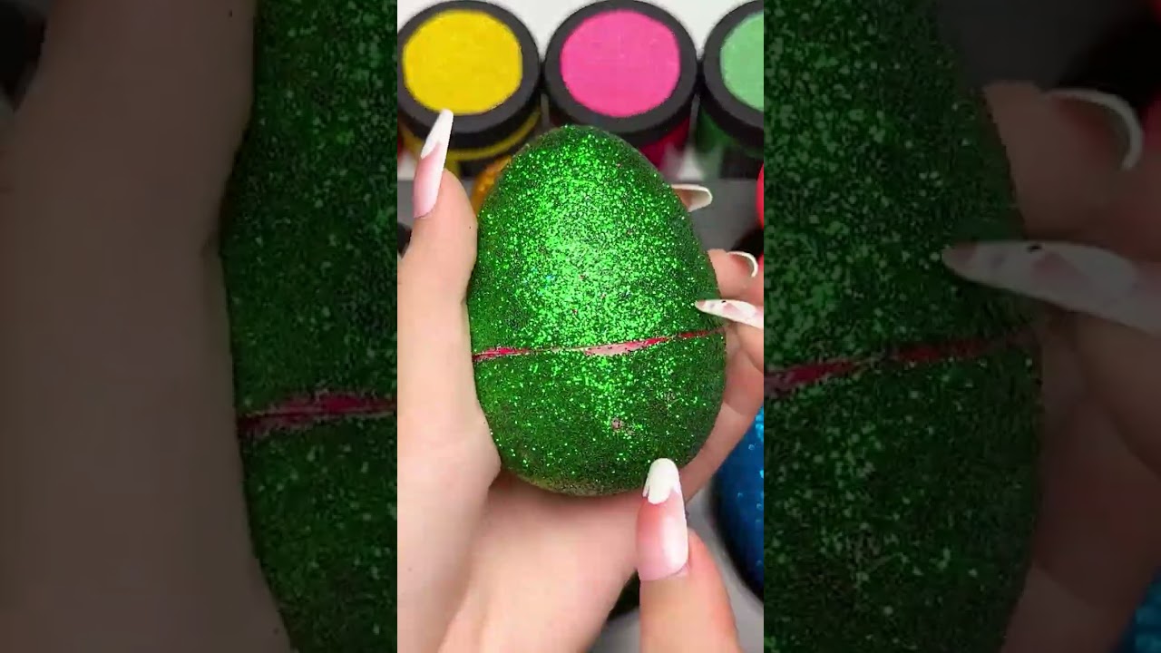 Mixing All Rainbow Glitter Giant Eggs with Painting Lollipops
