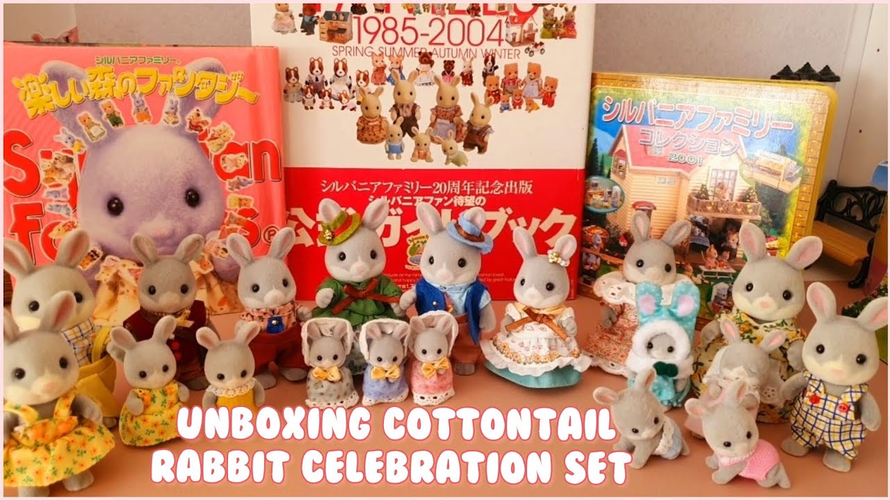 Unboxing Cottontail Rabbit Family Celebration Set - Vintage books-Sylvanian Families/Calico Critters