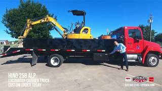 Excavator Carrier Truck Red Hino 258Alp Non-Cdl With 20Ft Flatbed Body
