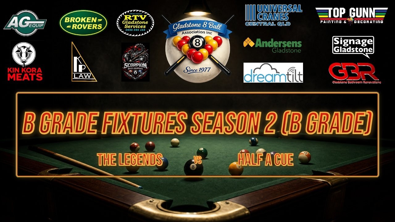 B Grade Fixtures Season 2 (B Grade) - The Legends vs Half A Cue