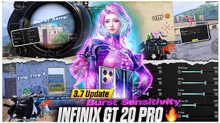 Infinix Gt 20 Pro 3.7 Update Burst Sensitivity🔥 | infinix Gt 20 Pro Pubg/Bgmi Gameplay