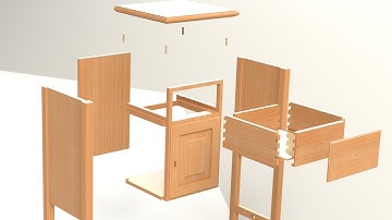 Solidworks exploded animation of  a  wood cabinet