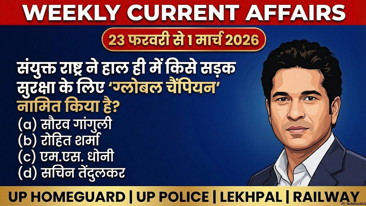 🔥 23 फरवरी से 1 मार्च 2026 | Weekly Current Affairs | 55 महत्वपूर्ण प्रश्न | #UPPolice#uphomeguard 