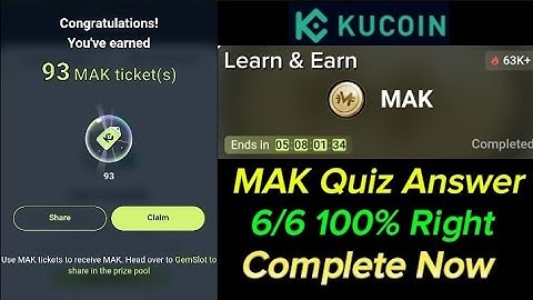 KuCoin MAK Quiz Answer | KuCoin Learn and Earn Quiz Answer | Earn Free MAK Tokens..