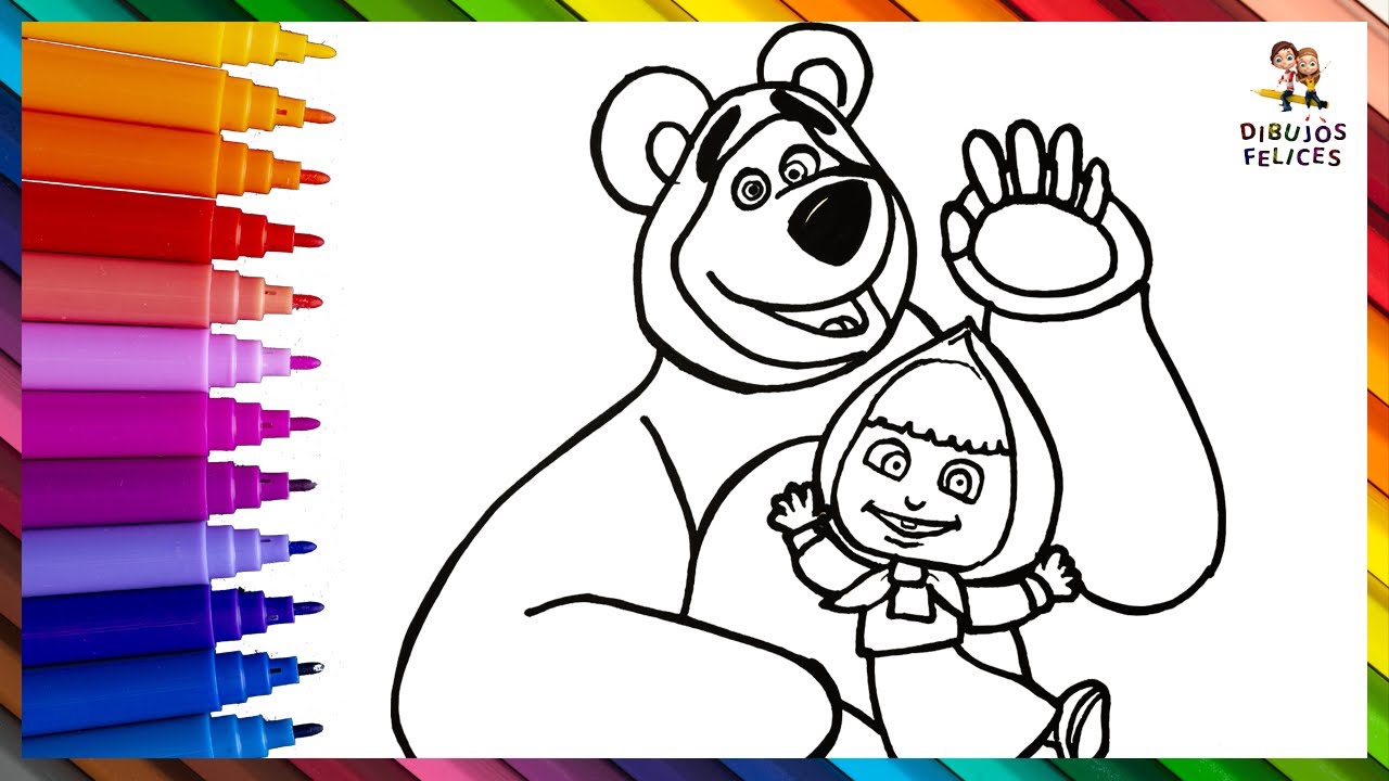 Cómo Dibujar y Colorear A Masha Y El Oso 👧🏼🐻 Dibujos Para Niños - YouTube