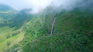 Cinematic Drone Flying Over | Rain Forest And Diving Scenic Waterfall