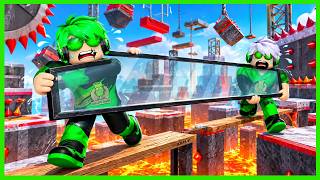 Darlung & Wak Darlung Team Up to Carry Long Glass Through Difficult Obstacles in Roblox