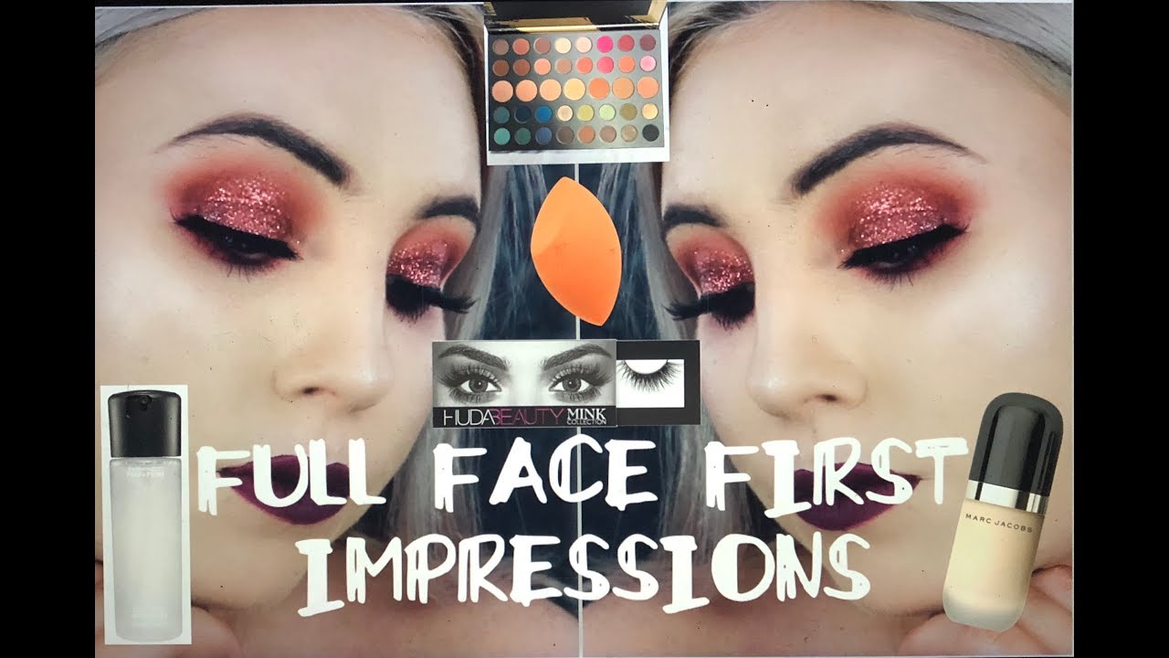 Full Face First Impressions! Trying new makeup! Marc Jacobs, Mac, Huda beauty, Morphe