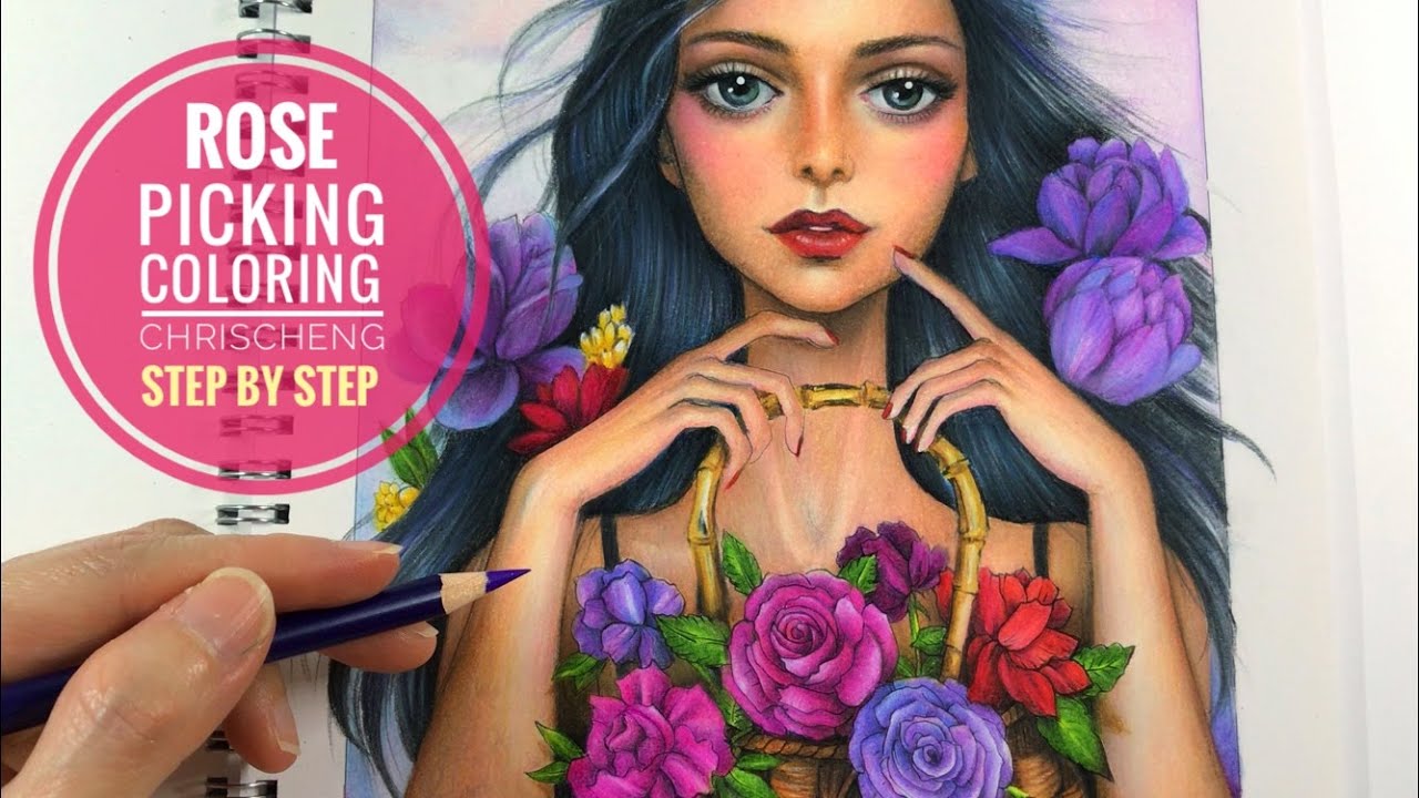 ROSE PICKING - STEP BY STEP COLORING // Chris Cheng