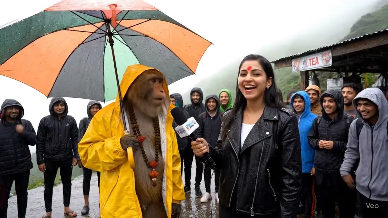 Vlogger Girl reporting with monkey | Daaku Ai | 