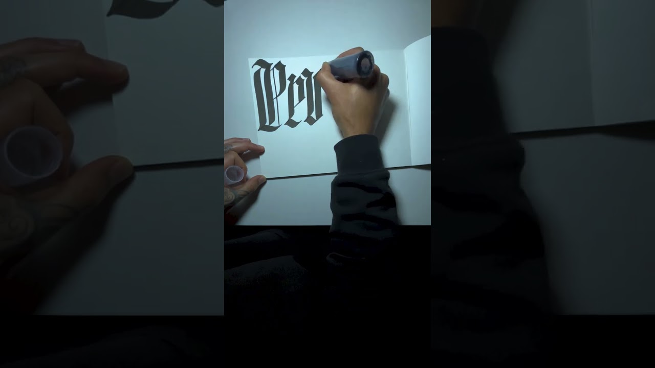 Calligraffiti hand style lettering with refillable pen 10mm chisel nib Sumi ink