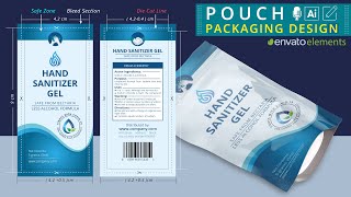 Pouch Packaging Design in Illustrator with Trim Line & Bleed Section | Label Design