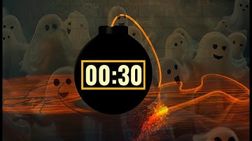 30 Second Ghost Blast Timer. Countdown with Horror Music & Clock Ticking Sound + Scary Alarm