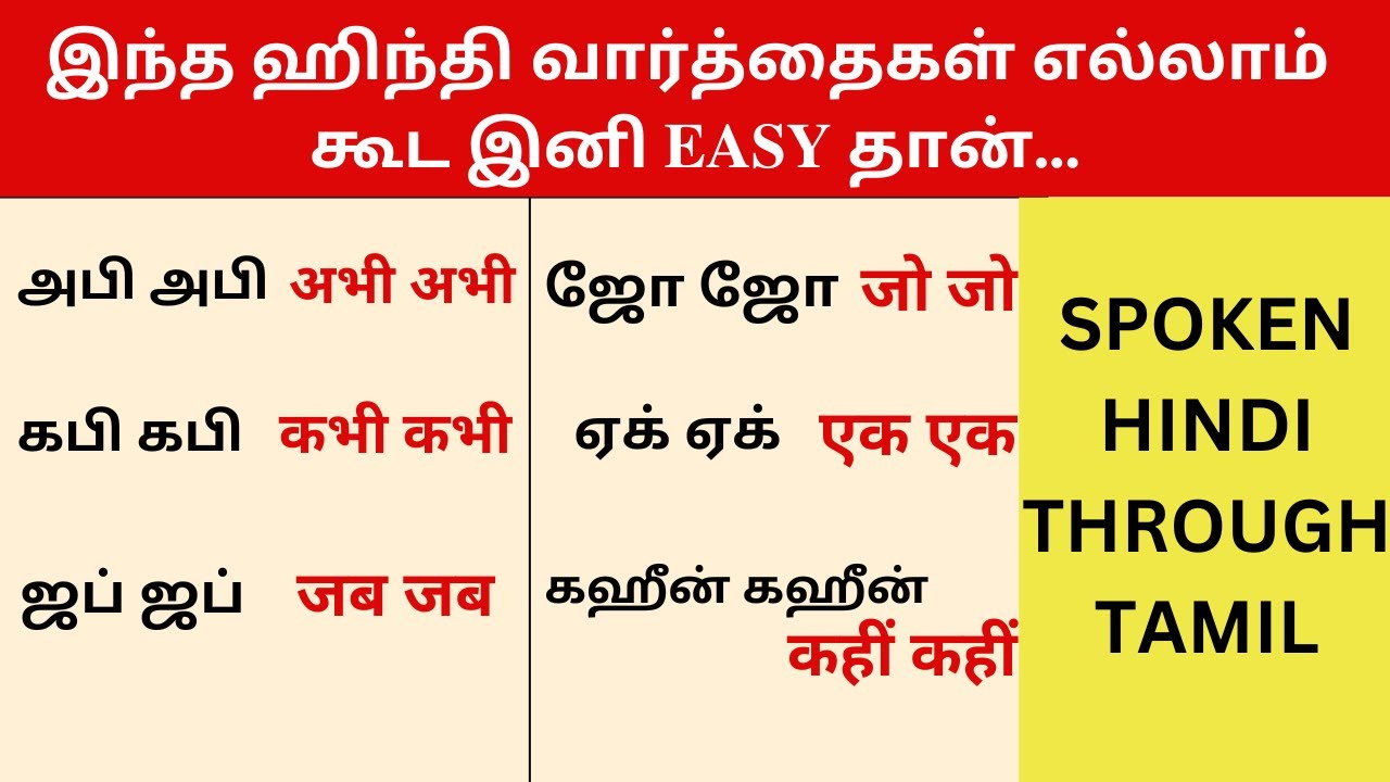 ஹிந்தி வார்த்தைகளும் வாக்கியங்களும்| SPOKEN HINDI THROUGH TAMIL|Learn hindi in tamil|TAKKUNU HINDI