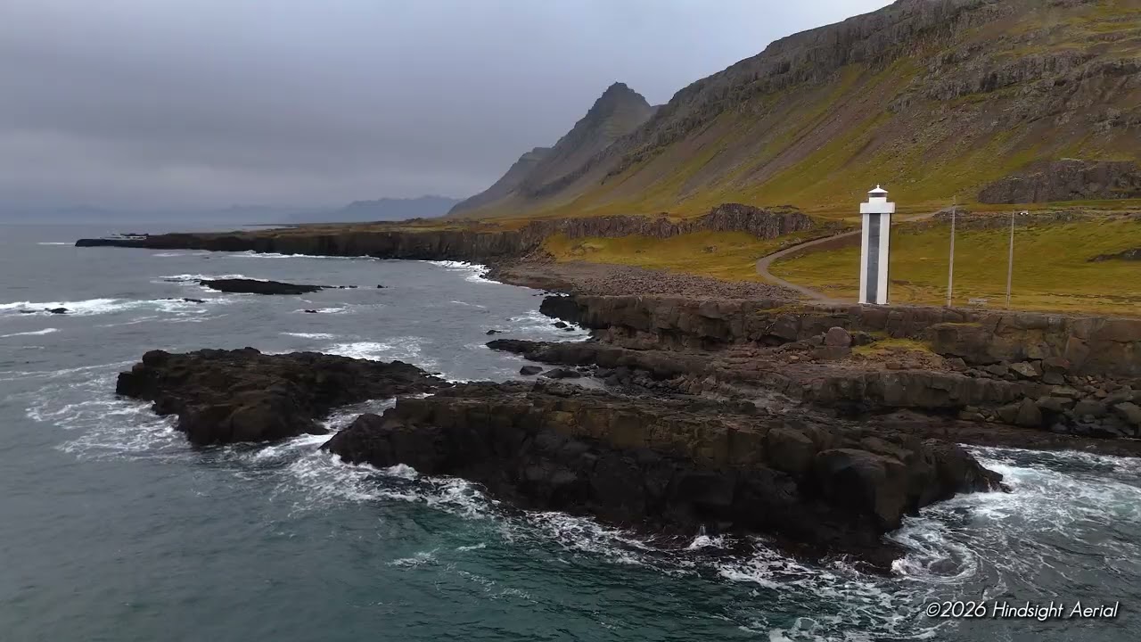 Streitisviti Lighthouse East Iceland | 1 Hour LOOP: Coastal Scenery | Calm Ocean & Ambience | 4k