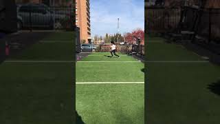 Retreating continous crossover + hip flip
