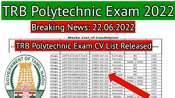 TRB Polytechnic Exam CV List Released 2022