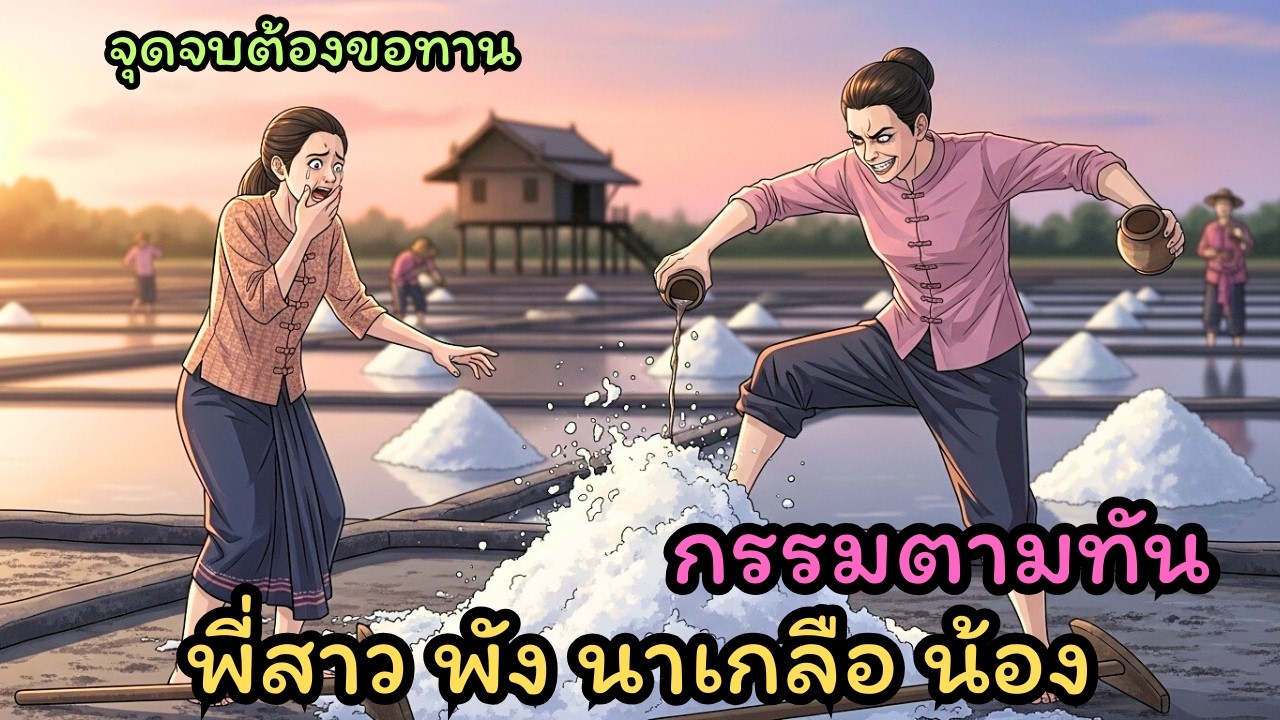 พี่สาวใจร้ายทำลายนาเกลือ สุดท้ายต้องขอทานกิน!