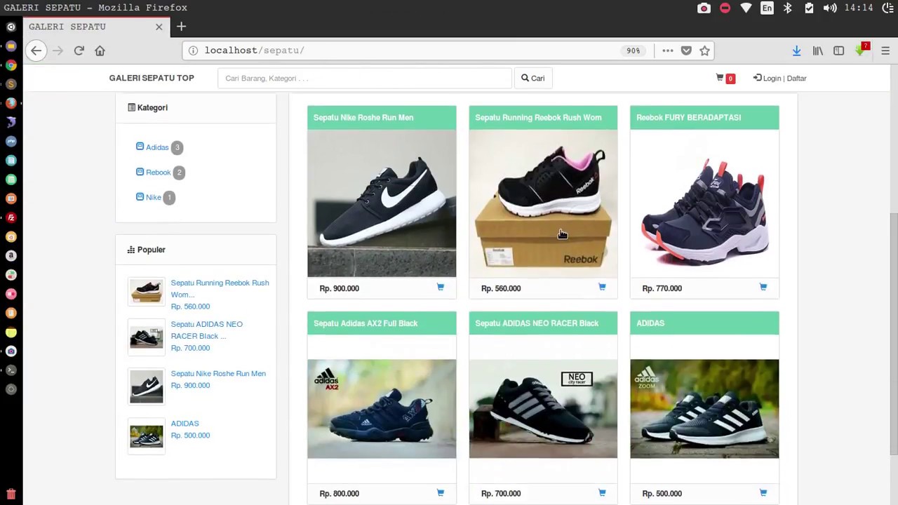 WEBSITE E COMMERCE PENJUALAN SEPATU DENGAN CODEIGNITER YouTube