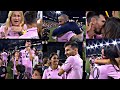 Messis and beckham wifes reaction to winning the first trophy in miami history