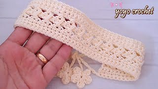 كروشية بندانة بيبى ناعمة !! بغرزة سهلة للمبتدئين - Baby crochet headband step by step