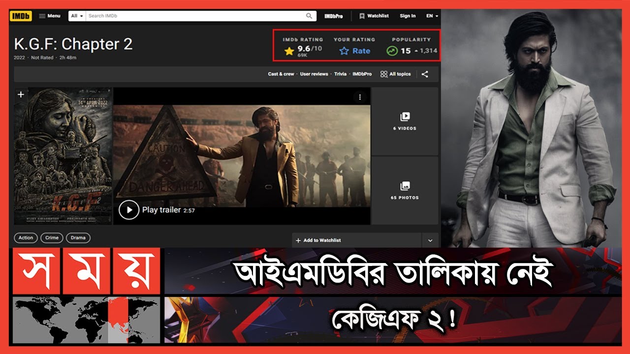 উন্মাদনা থাকবে তো কেজিএফের? | KGF 2 | IMDB | KGF 2 IMBD Rating | Yash | Somoy Entertainment