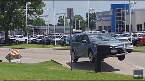 Car goes airborne as road buckles under extreme heat in Missouri