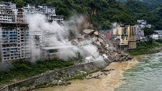 Massive landslide hits Chongqing, China! Buildings destroyed, people buried under debris
