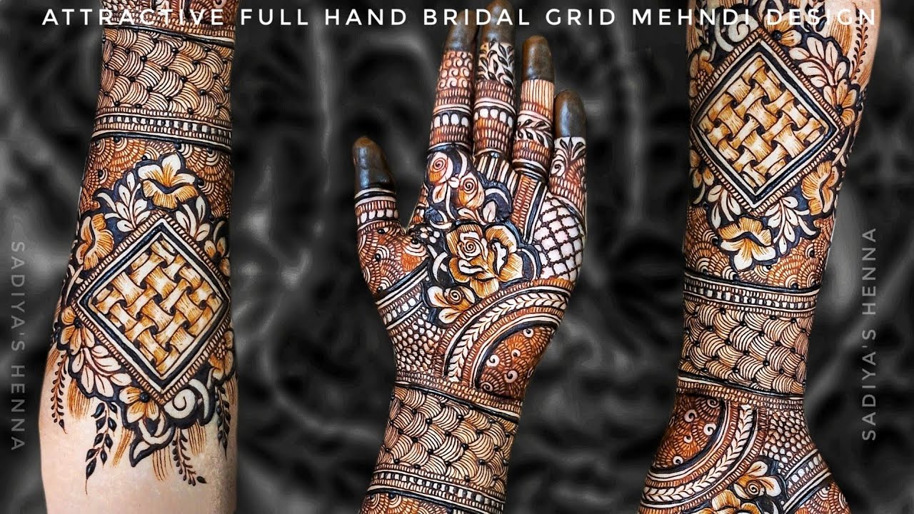 Full Hand Bridal Grid Mehndi Design by Sadiya's Henna | Rose ...