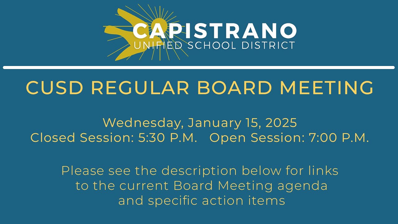 Capistrano USD Regular Board Meeting 1 15 2025 YouTube capistrano-usd-regular-board-meeting-1-15-2025-youtube