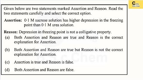 Assertion Reason on sucrose vs urea freezing point depression and colligative property concept