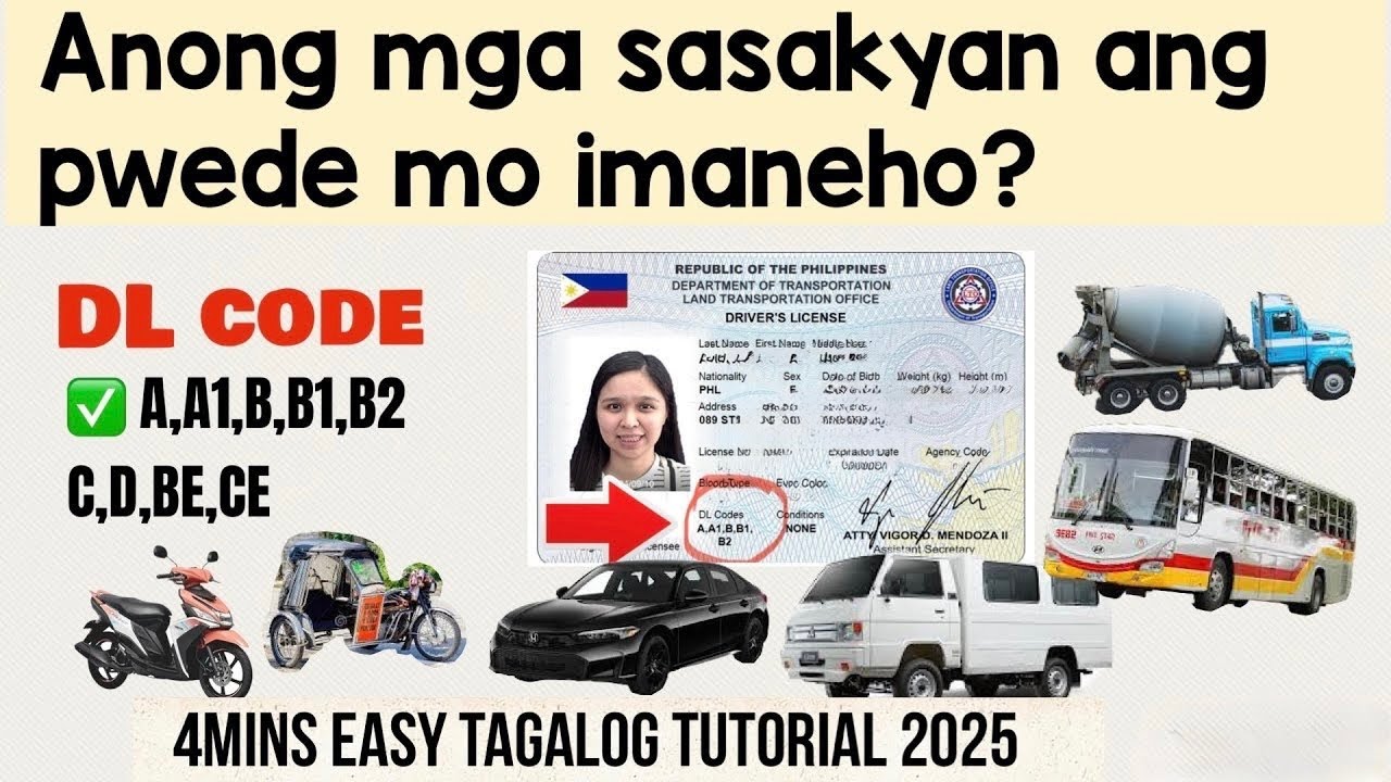 Anong mga sasakyan ang pwedeng imaneho/ DRIVERS LICENSE CODE meaning ...