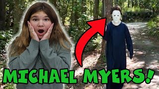 Michael Myers In The Creepy Woods Seen By A Drone! Carlaylee HD Halloween In Real Life Skit