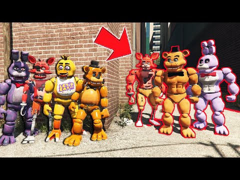 FNAF 1 MOVIE ANIMATRONICS VS BUFF ANIMATRONICS! (GTA 5 FNAF Mods)