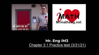 Carnegie IM3 Chapter 3.1 Practice test (3-31-21) Inverse Functions