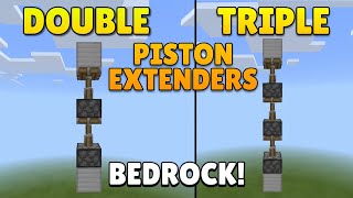 Minecraft: Easy DOUBLE and TRIPLE Piston Extender Tutorial For Bedrock! (HORIZONTAL/VERTICAL)