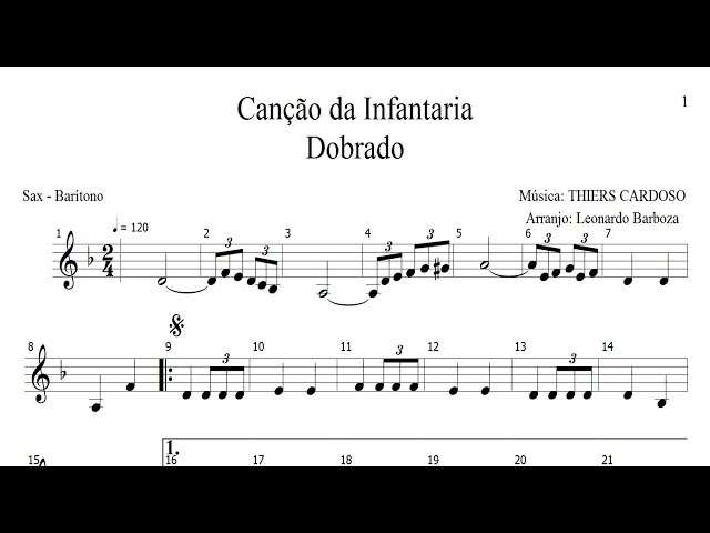 Partitura - Canção da Infantaria (Saxofone Alto em Mib) 