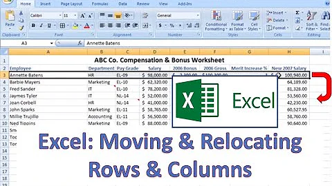 Как переместить строки и столбцы в Excel