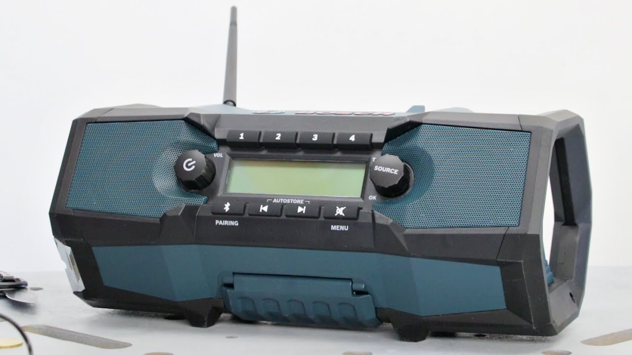 BOSCH GPB 18V-2 SC Professional, construction site radio (turquoise/black,  Bluetooth, AUX, IP54) 06014A3100 