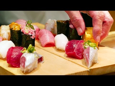 Японская уличная еда - рынок Tsukiji sushi sashimi Япония морепродукты
