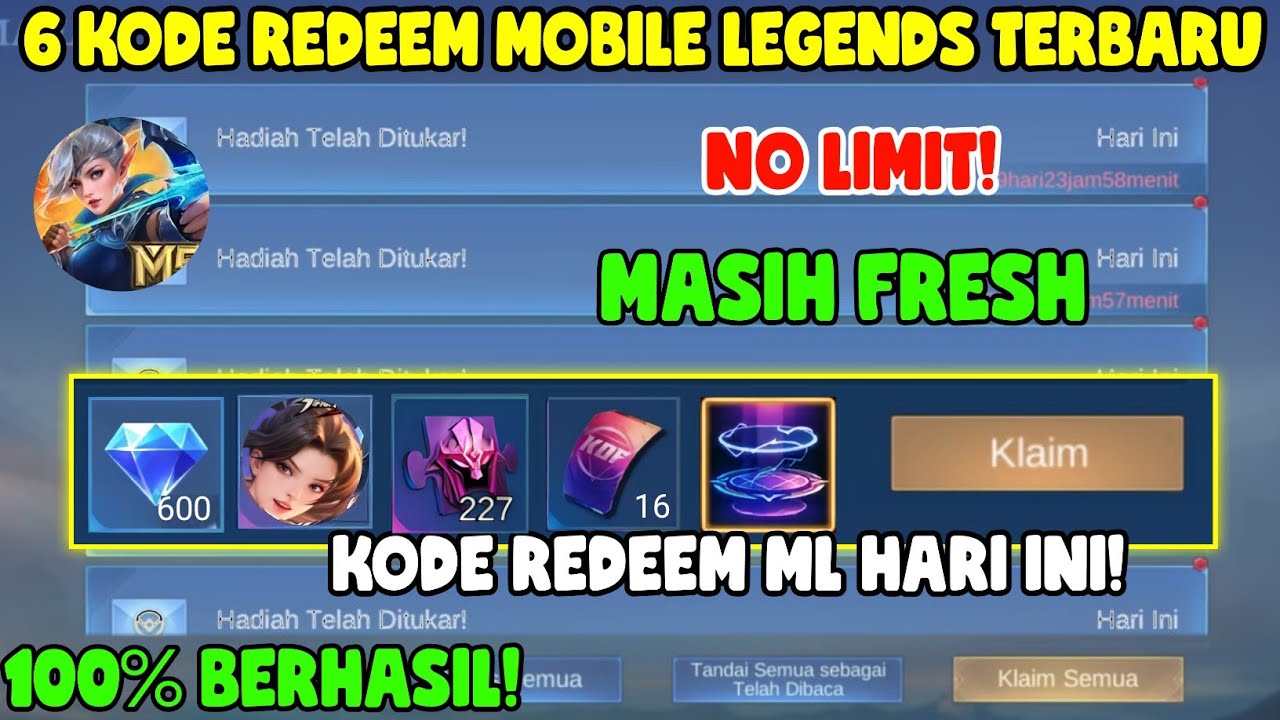 BAGI-BAGI! 6 KODE REDEEM ML TERBARU | KODE REDEEM MOBILE LEGENDS | KODE ...