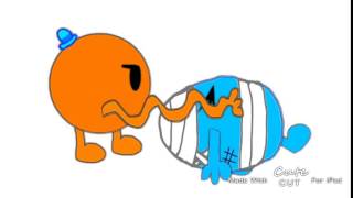Mr. Tickle tickling Mr. Bump (ANIMATED)