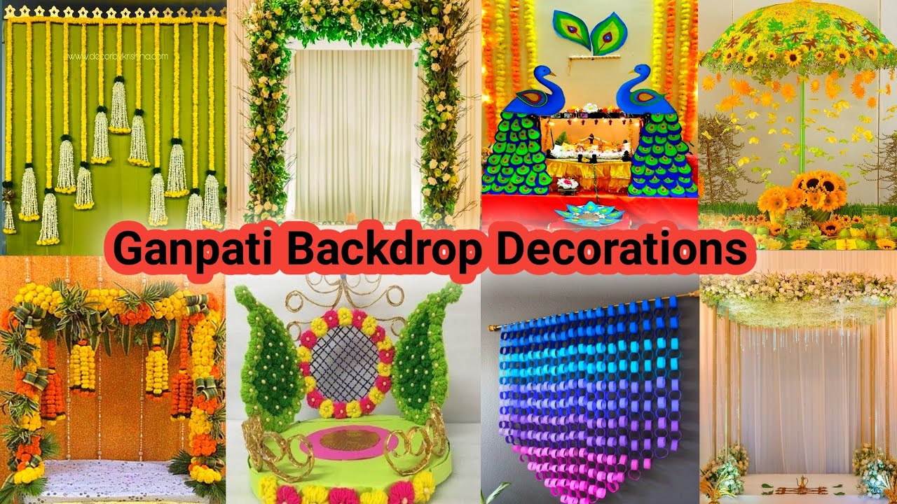 Ganpati Decorations With Artificial Flowers |Ganpati Backdrop Decorations  ideas | Paper Flower DIY - YouTube